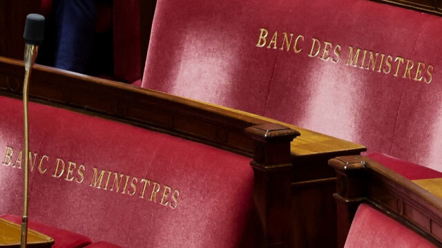 Les bancs des ministres lors d'une session de vote pour élire le président de la chambre basse à l'Assemblée nationale française, à Paris, le 18 juillet 2024.