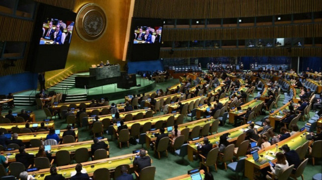 Une réunion de l'Assemblée générale des Nations Unies au siège de l'ONU à New York aux États-Unis.