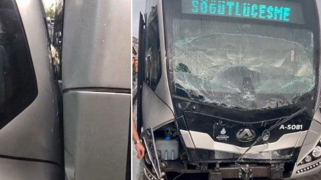 Avcılar'da bir metrobüs, başka bir metrobüse arkadan çarptı.