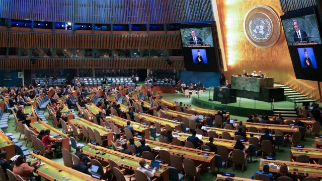 Le secrétaire d'État américain Antony Blinken s'exprime lors du "Sommet de l'avenir" en marge de l'Assemblée générale des Nations unies à New York, le 23 septembre 2024. 