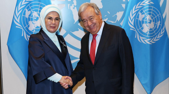 Emine Erdoğan, BM Genel Sekreteri Antonio Guterres'le görüştü.