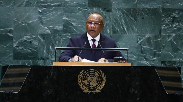 Le Premier ministre malgache Christian Ntsay s'exprime lors de la 79e session de l'Assemblée générale des Nations unies au siège des Nations unies à New York, le 27 septembre 2024.