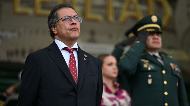 Le président colombien Gustavo Petro à l'École Militaire José María Córdova de Bogotá le 9 juillet 2024.