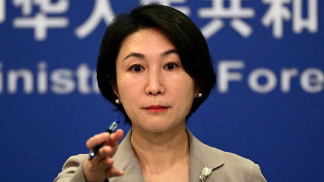 La porte-parole du ministère chinois des affaires étrangères, Mao Ning, lors d'une conférence de presse au ministère des affaires étrangères de la République populaire de Chine, à Pékin, le 26 juillet 2023.