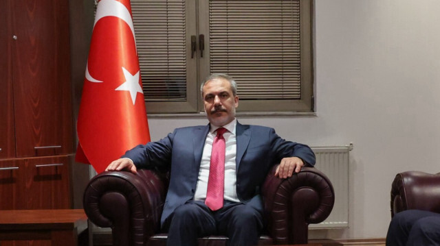 Le ministre turc des Affaires étrangères, Hakan Fidan, lors de sa tournée dans les Balkans, à Skopje, Macédoine du Nord, le 5 septembre 2024.