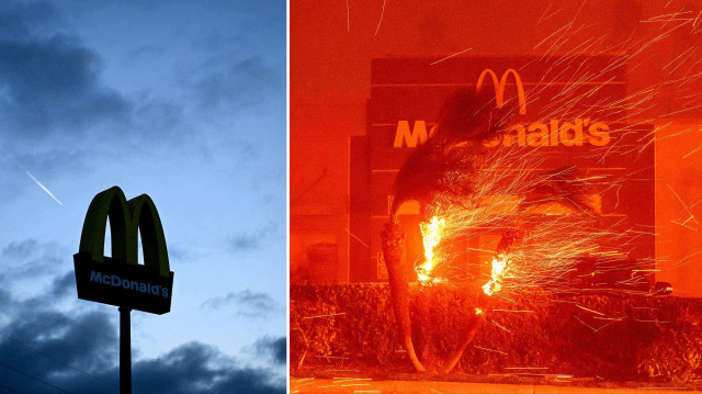 Los Angeles'taki yangında McDonald's küle döndü.
