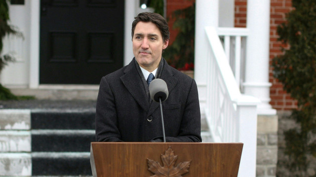 Le Premier ministre canadien Justin Trudeau s'exprime lors d'une conférence de presse à Rideau Cottage à Ottawa, Canada, le 6 janvier 2025.