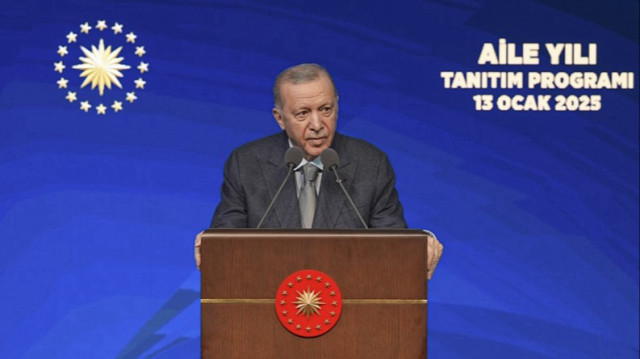 Le Président turc, Recep Tayyip Erdogan, a prononcé un discours lors de l'inauguration de l'événement "Année de la famille" au Centre des congrès et de la culture de la nation de Bestepe à Ankara, en Turkiyee, le 13 janvier 2025.