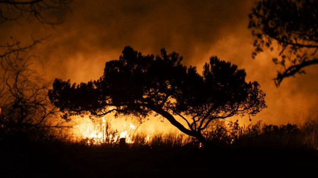 Incendie se propageant le long du lit de la rivière Santa Clara à Oxnard, au nord-ouest de Los Angeles, Californie, le 13 janvier 2025.