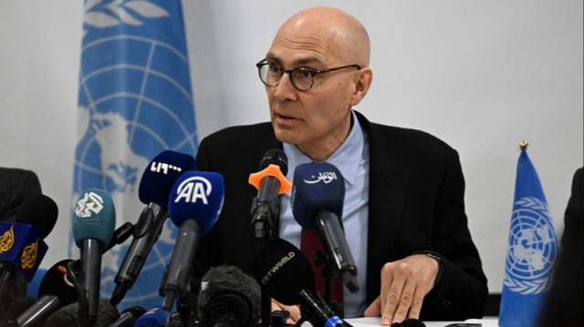 Le Haut Commissaire des Nations Unies aux droits de l'homme, Volker Türk, s'exprime lors d'une conférence de presse à Damas en Syrie, le 15 janvier 2025.