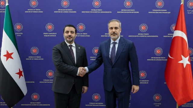 Turkish Foreign Minister Hakan Fidan (R) meets with Foreign Minister of the new administration in Syria, Asaad al-Shaibani (L) in Ankara, Türkiye on January 15, 2025.