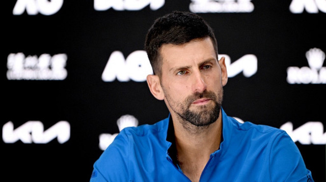 Novak Djokovic lors d'une conférence de presse au tournoi de tennis de l'Open d'Australie à Melbourne, le 19 janvier 2025.