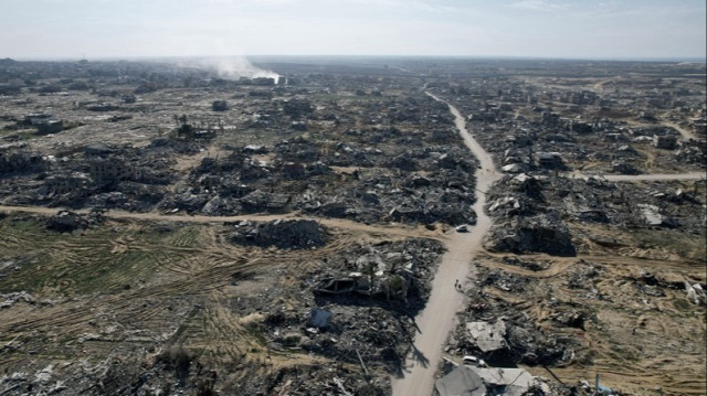 Vue aérienne des destructions causées par les attaques israéliennes, à Rafah dans la Bande de Gaza, le 21 janvier 2025.