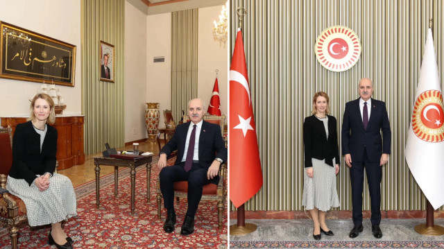 TBMM Başkanı Numan Kurtulmuş, Avrupa Birliği (AB) Dış İlişkiler ve Güvenlik Politikası Yüksek Temsilcisi Kaja Kallas.