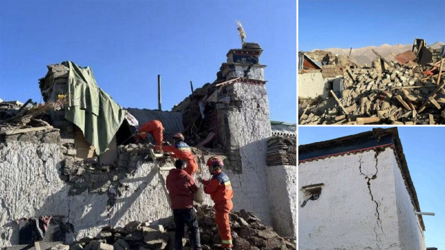 Tibet bölgesindeki deprem, yerin 10 kilometre derinliğinde yerel saatle 09.05'te meydana geldi.
