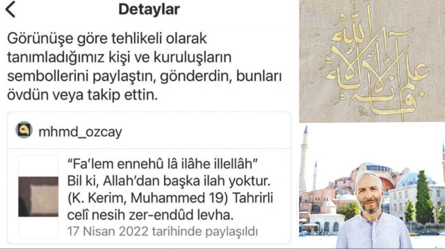 Instagram, Hattat Mehmet Özçay’ın hesabında paylaştığı Muhammed Suresi 19. ayetin yer aldığı hattı kaldırdı.