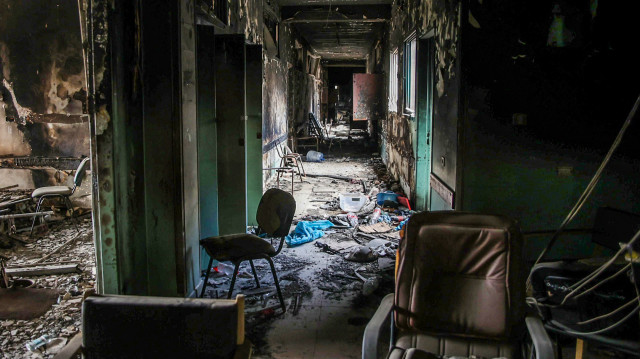 L'intérieur d'une section détruite de l'hôpital Al-Shifa dans la ville de Gaza, photographié le 17 septembre 2024, au cours de la guerre à Gaza.