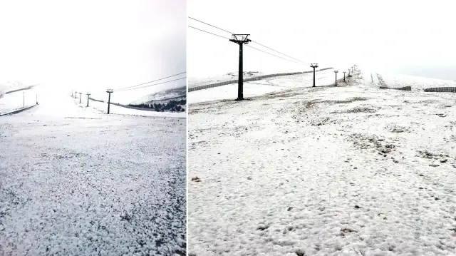 Kar nedeniyle Akdağ Kayak Merkezi beyaza büründü.