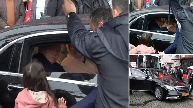 Güneysu ilçesinden kara yolu ile Trabzon’a doğru yola çıkan Cumhurbaşkanı Erdoğan, hareket öncesi ilçe merkezinde kendisini bekleyen hemşehrileri ile vedalaştı, çocuklara harçlık dağıttı.