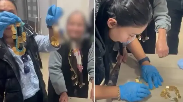  Dilencilik faaliyetinde bulunan kadının üzerinden çıkan nakit para ve altınlar tutanak altına alınarak, idari para cezası uygulandı.
