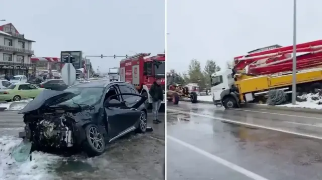 Kar yağışı trafik kazalarına neden oldu