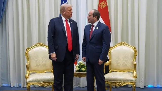 Trump ile Sisi'nin basın toplantısından.