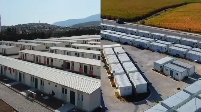 Depremzede vatandaşların barınma ihtiyaçlarının karşılanması için inşa edilen geçici konut ve konteynerler