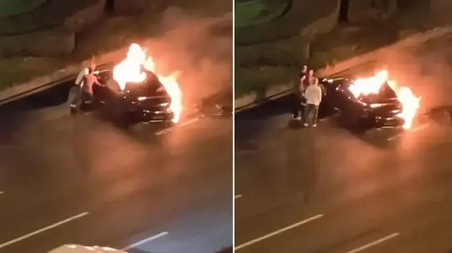 Olay yerine gelen ekipler, yangını yangın söndürücülerle kontrol altına aldı.