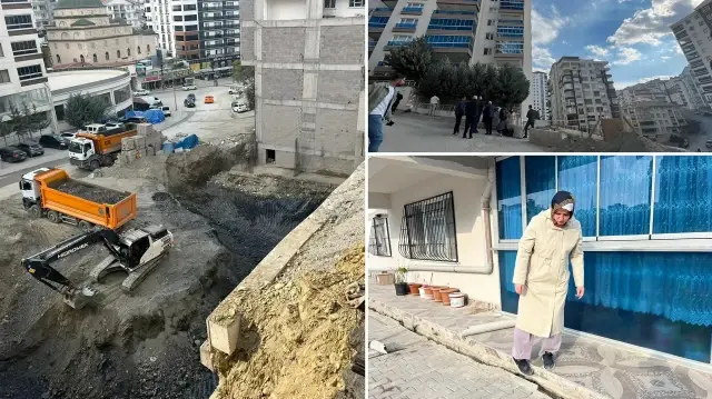 17 katlı binanın otopark zemininde meydana gelen kayma vatandaşlarda paniğe neden oldu.