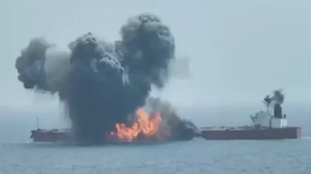 Ship hit by projectile off Yemen's coast catches fire, UK agency says