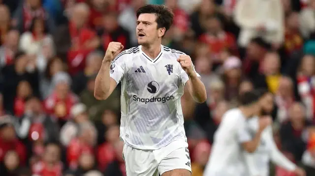 Harry Maguire'ın gol sevinci.