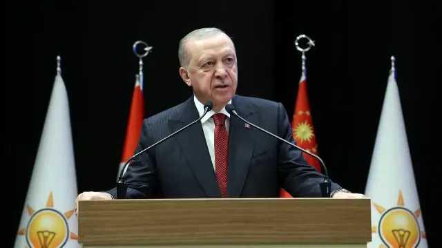 Le président turc Recep Tayyip Erdogan au siège de l’AK Parti à Ankara, en Türkiye, le 2 octobre 2025.