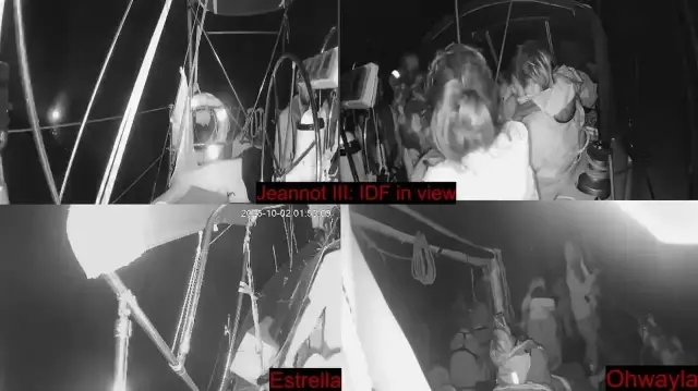 Kidnapping en mer des militants pacifistes de la Global Sumud Flottilla dans les eaux internationales par l'armée génocidaire israélienne, le 2 octobre 2025.