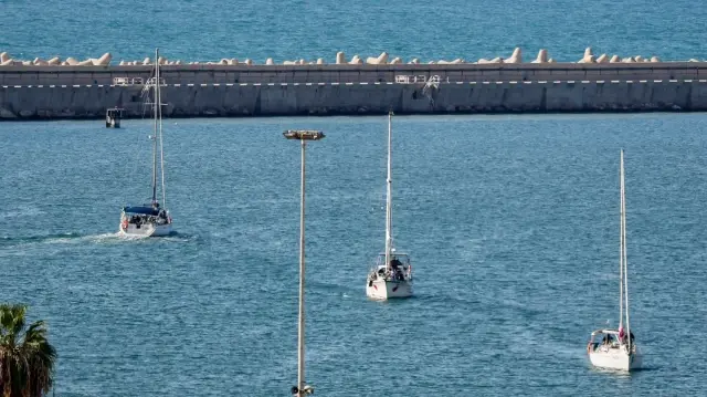 Navires de la flottille humanitaire Global Sumud araisonnés par l'armée génocidaire dans le port d'Ashdod, le 2 octobre 2025.