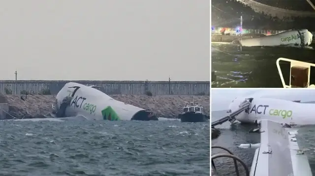 Denize sürüklenen uçaktaki 4 mürettebatın kurtarıldığı bildirildi.