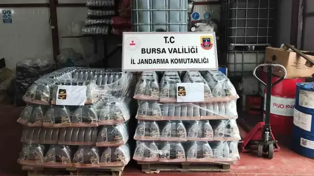 BURSA İLİ MUDANYA İLÇESİ ÇEKRİCE MAHALLESİNDE BİR DEPODA KAÇAK MOTOR YAĞI ÜRETİMİ YAPTIĞI TESPİT EDİLMESİ ÜZERİNE BURSA İL JANDARMA KOMUTANLIĞI EKİPLERİ TARAFINDAN İCRA EDİLEN OPERASYON NETİCESİNDE DEPOLARDA 2.750 LİTRE MOTOR YAĞI,