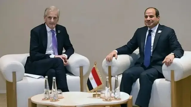 السيسي ورئيس وزراء النرويج يبحثان تطورات تنفيذ اتفاق غزة