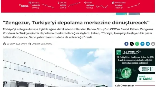 Турецкая газета о значимости Зангезурского коридора для Турции