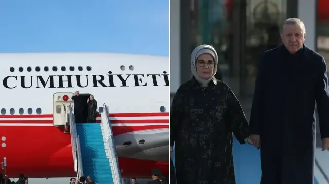 Cumhurbaşkanı Erdoğan ve eşi Emine Erdoğan, kendisini uğurlamaya gelenleri selamladı.