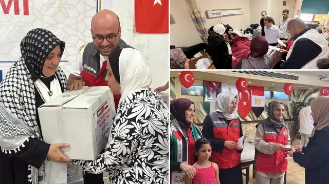 Sadakataşı ekibi Kahire'de 400 Gazzeli aileye yardım dağıttı.