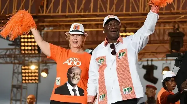 Le Président ivoirien Alassane Ouattara et son épouse.