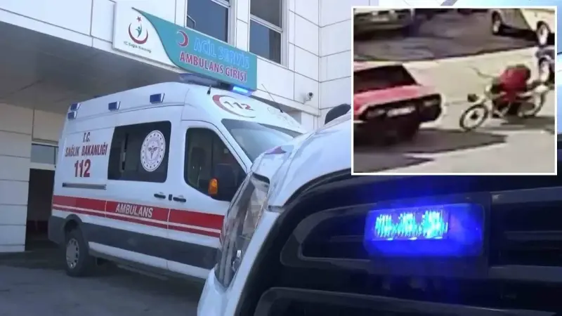 Motosiklet park halindeki otomobile çarptı