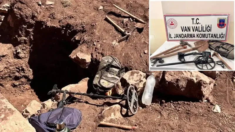 Van'da kaçak kazı yapan şüpheliler yakalandı