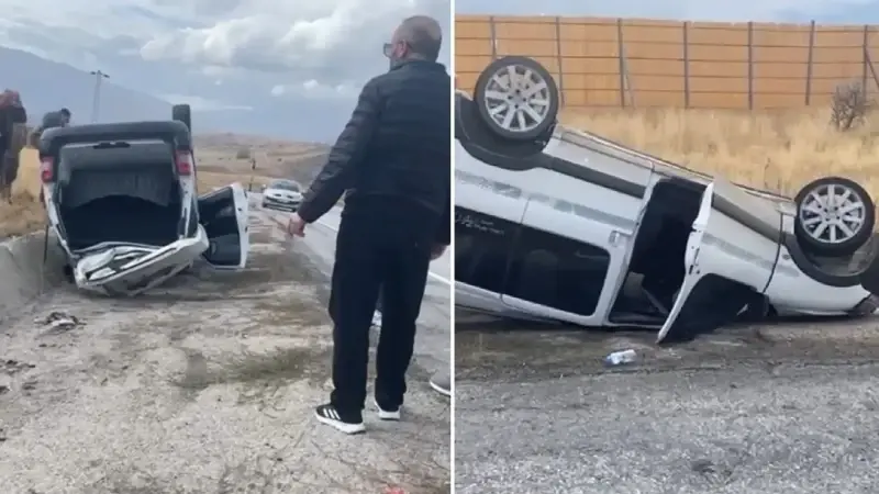 Kazada araçta bulunan 2 yetişkin ile 2 çocuk yaralandı.