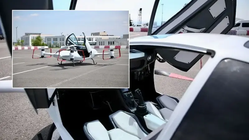 "Tek kişilik uçan araba 115 kilogram ağırlığında ve batarya seçeneğine göre 40 kilometreye kadar uçuş yapabiliyor. Ortalama 60 kilometre hızla 30-40 dakika arası uçabiliyor"