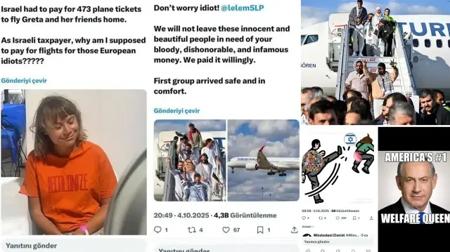İsrail destekçisi sosyal medya trollerinin gündeminde, Sumud Filosu aktvistleri var.