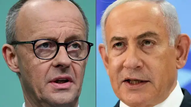 Cette combinaison créée le 24 février 2025 à partir d'images d'archives montre le chancelier allemand, Friedrich Merz (à gauche, le 24 février 2025 à Berlin), et le Premier ministre israélien Benjamin Netanyahu (le 9 décembre 2024 à Jérusalem).