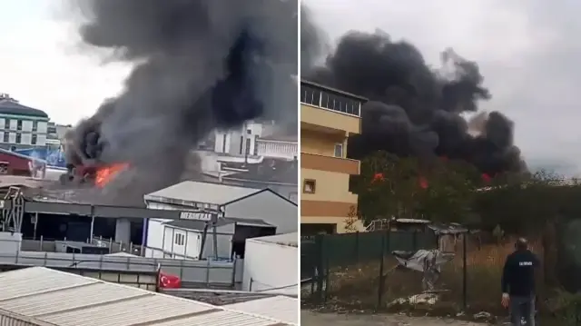 Ataşehir'de bir fabrikada yangın çıktı