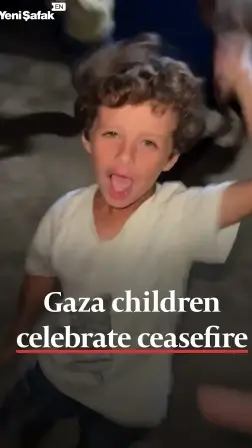 Palestinian children celebrate news of possible ceasefire agreement