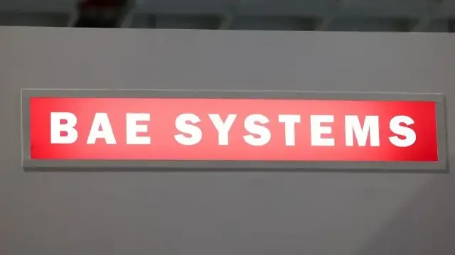 Le logo de la multinationale britannique de défense et de sécurité BAE Systems est visible lors du salon Taipei Aerospace & Defense Technology Exhibition à Taipei, le 19 septembre 2025.
